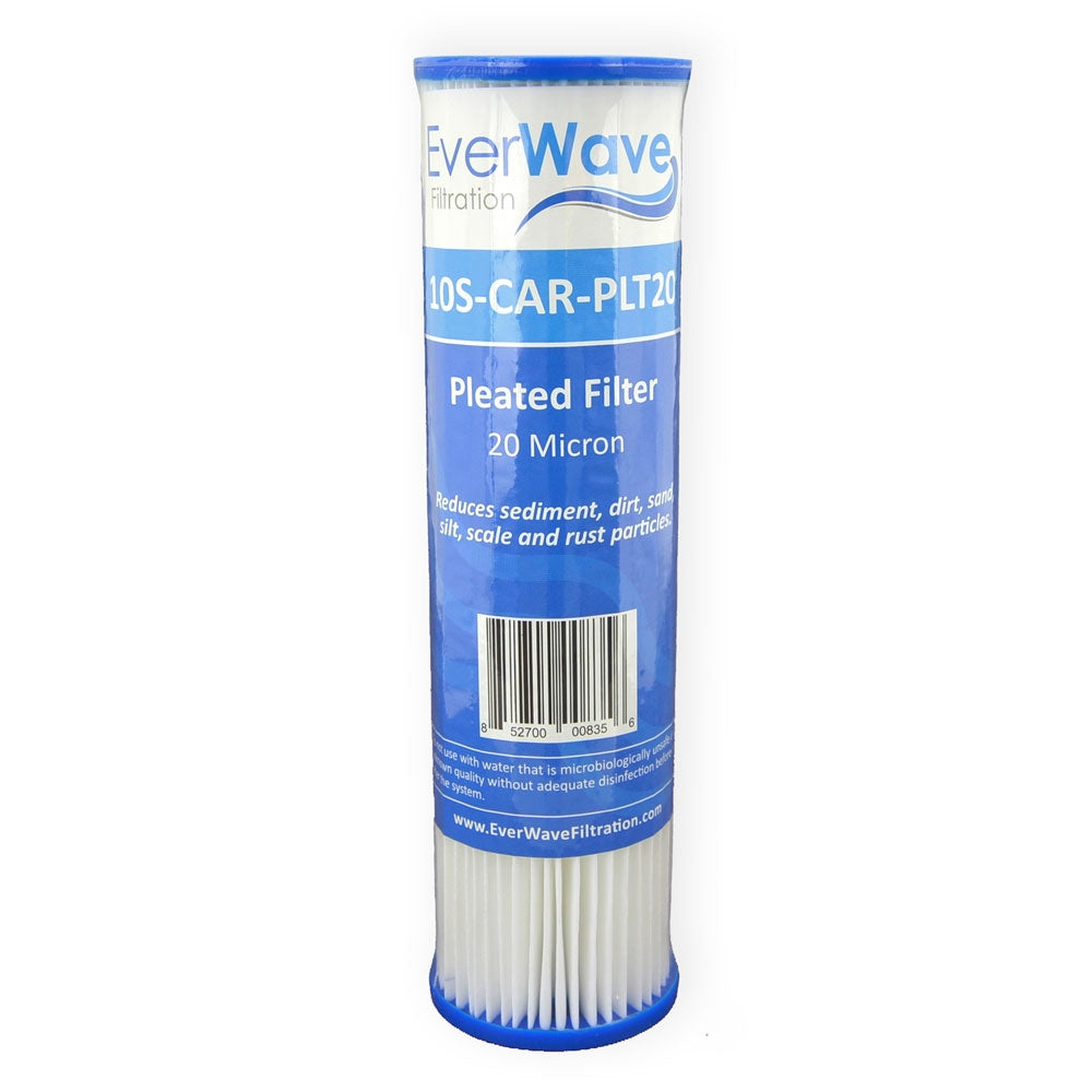 10" EverWave Pleated Slim Filter Cartridge - 20 Micron (EVW-20-25-10-PL)
