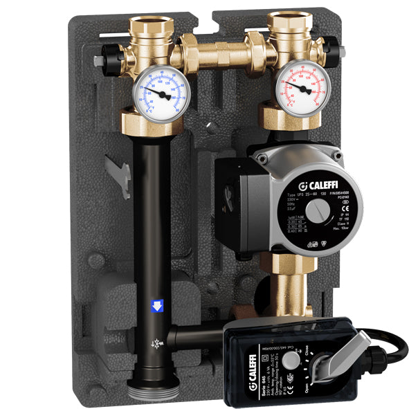 Caleffi 167 HydroMixer Motorized Temperature Mixing UnitDual Line With 15-58 Pump On Right (167600A)