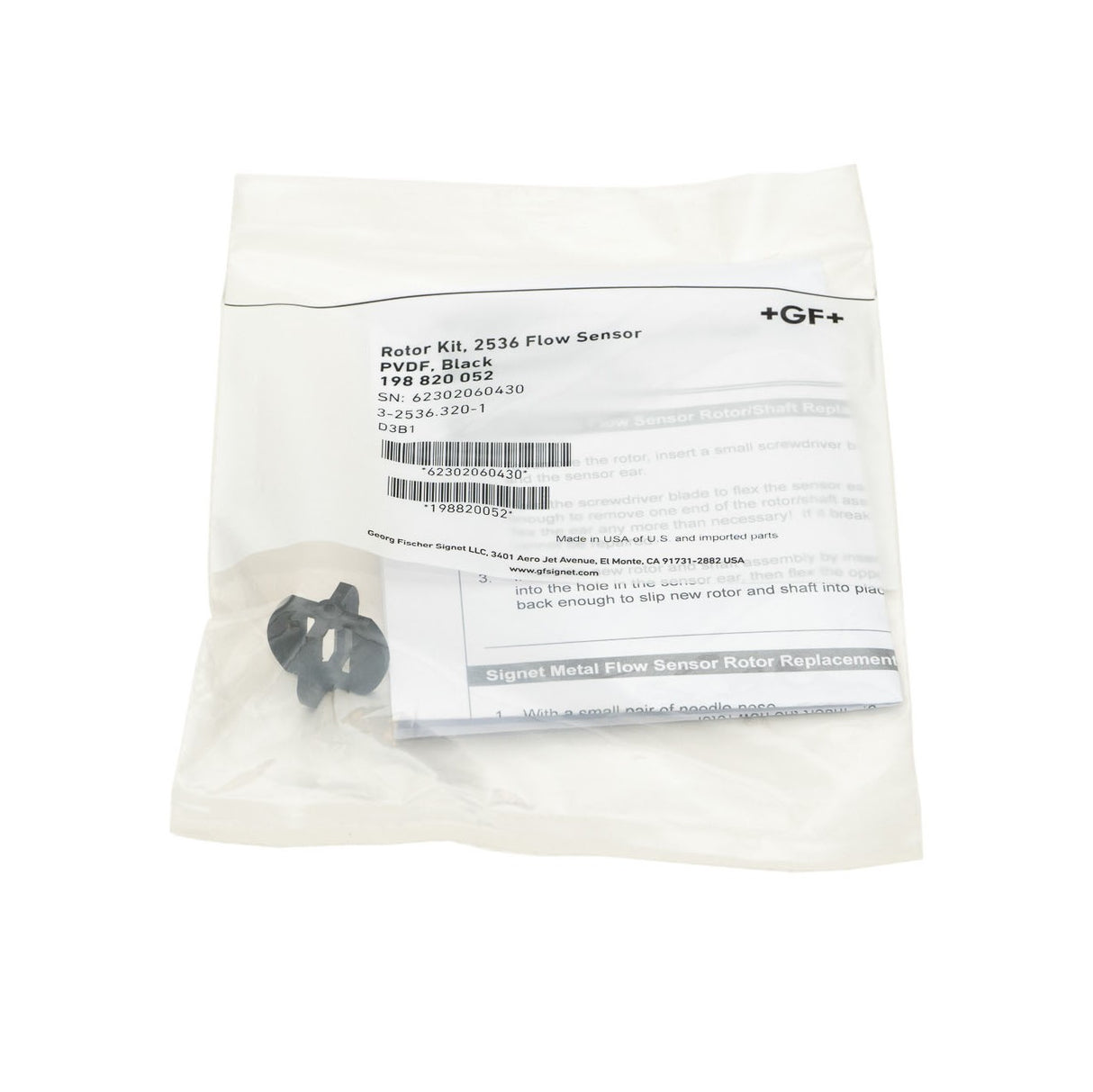 GF Signet 3-2536.320-1 Black PVDF Rotor for Series 2536 Sensor