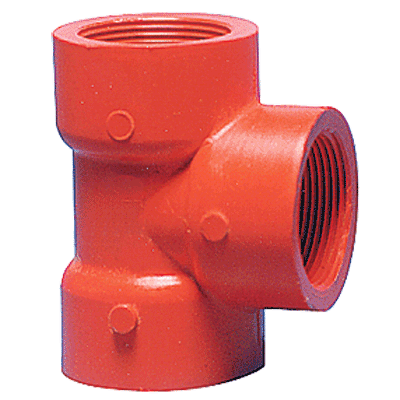 2" Tee, Threaded, Red, PVDF, Schedule 80
