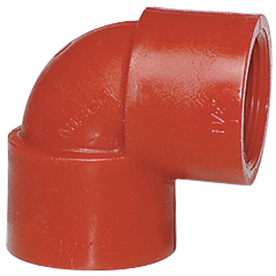 1/2" 90° Elbow, Threaded, Red, PVDF, Schedule 80
