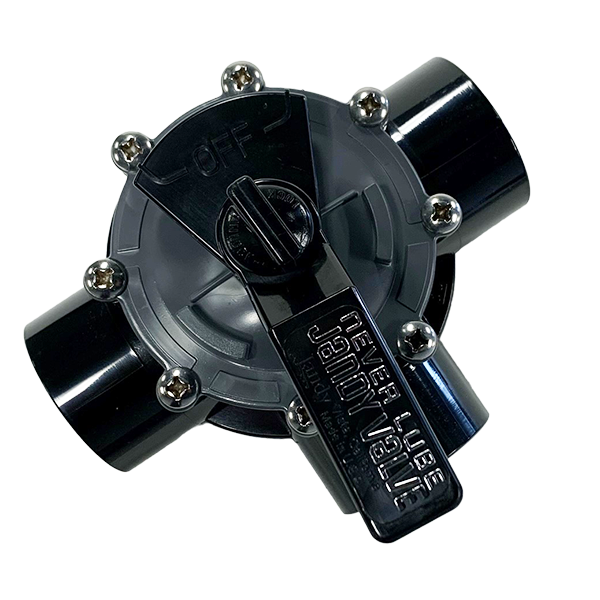 3 Port 1-1/2" - 2" CPVC Jandy Valve, Standard Diverter w/ Internal Stops (4945) Top