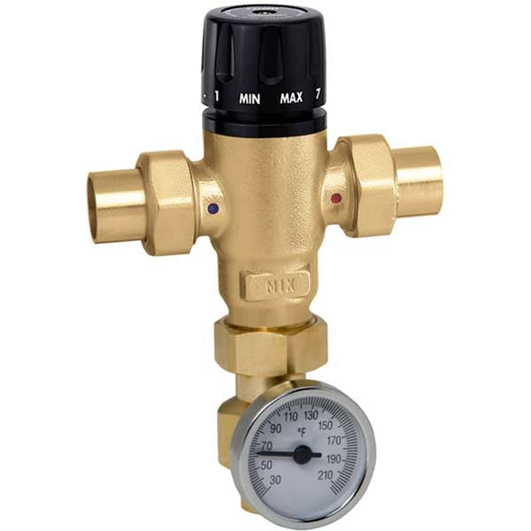 3/4" Adjustable Thermostatic Mixing Valve, Sweat Union Check Valves (521519AC)