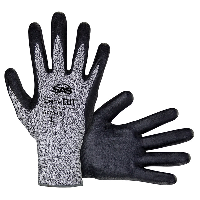 Cut Resistant SafeCut HPPE Knit Glove, Micro-Foam Nitrile Coating