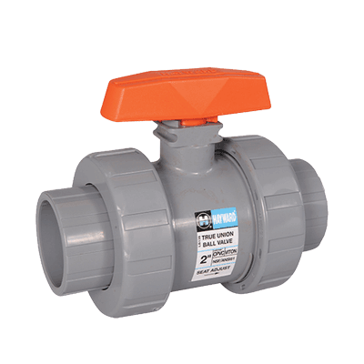 4" Hayward Series TB True Union Ball Valve, Socket End Connections, CPVC Body, FPM O-Rings, PTFE Seats, 235 psi @ 70 °F