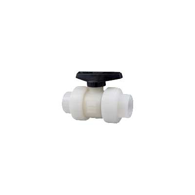 1" Ball Valve, Socket, True Union, Natural, PVDF, FKM Seal, Schedule 80, Model C, Black Handle