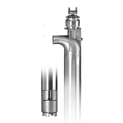 Series PF Drum Pump, 2.00" 316 Stainless Steel Tube, 1" Hose Barb Discharge, 316 Stainless Steel Shaft, FKM O-Ring, 40" Tube Length, 1.8 Maximum Specific Gravity