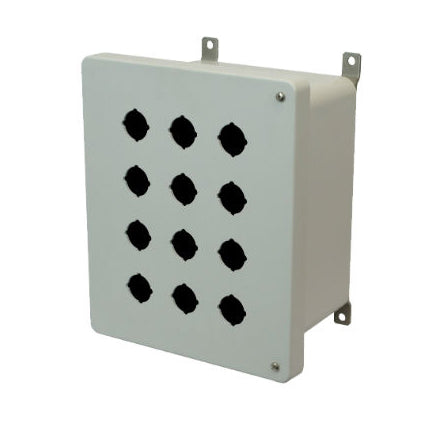 10x8x6 NEMA 4X Fiberglass Enclosure Hinged Screw Cover 12 PB Cutouts 30.5MM