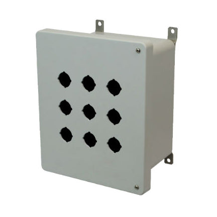 10x8x6 NEMA 4X Fiberglass Enclosure Hinged Screw Cover 9 PB Cutouts 30.5MM