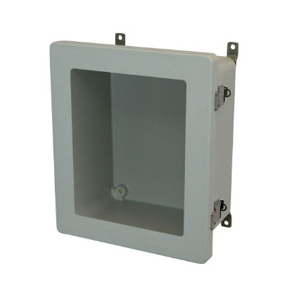 14x12x6 NEMA 4X Fiberglass Enclosure Quick-Release Latch Hinged Cover Window