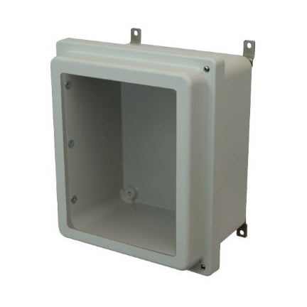 14x12x6 NEMA 4X Fiberglass Enclosure Raised Hinged Screw Cover Window