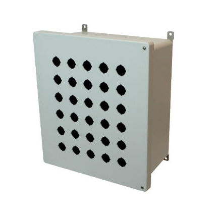 16x14x8 NEMA 4X Fiberglass Enclosure Hinged Screw Cover 30 PB Cutouts 30.5MM