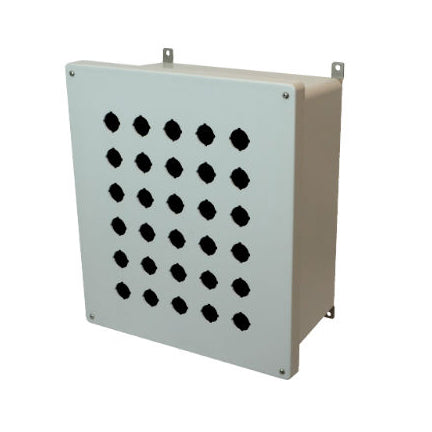 16x14x8 NEMA 4X Fiberglass Enclosure Lift-Off Screw Cover 30 PB Cutouts 30.5MM