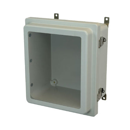 16x14x8 NEMA 4X Fiberglass Enclosure Raised Quick-Release Latch Hinged Cover Window