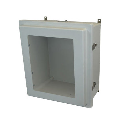 18x16x8 NEMA 4X Fiberglass Enclosure Raised Quick-Release Latch Hinged Cover Window