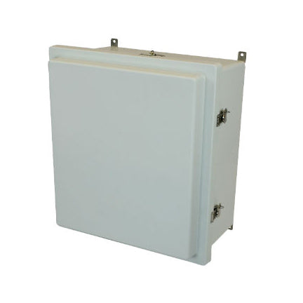 18x16x8 NEMA 4X Fiberglass Enclosure Raised Twist Latch Hinged Cover