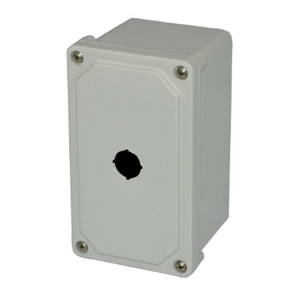 7x4x3 NEMA 4X INLINE PB Fiberglass Enclosure Lift-Off Screw Cover 1 PB Cutout 22.5MM