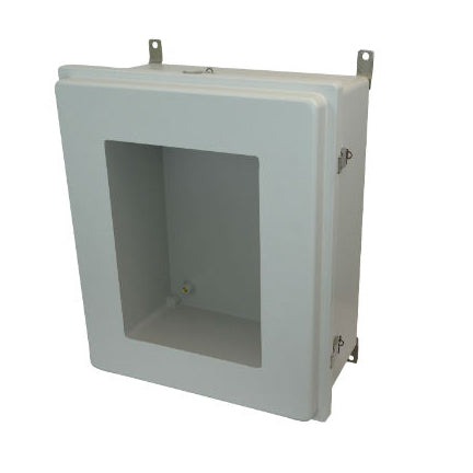 24x20x10 NEMA 4X Fiberglass Enclosure Raised Quick-Release Latch Hinged Cover Window