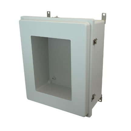 24x20x8 NEMA 4X Fiberglass Enclosure Raised Twist Latch Hinged Cover Window
