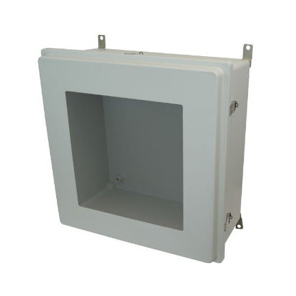 24x24x10 NEMA 4X Fiberglass Enclosure Raised Quick-Release Latch Hinged Cover Window