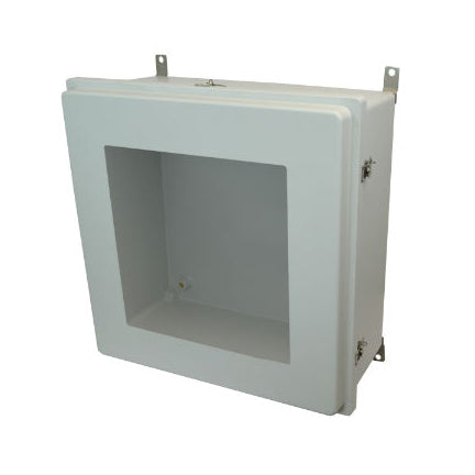 24x24x10 NEMA 4X Fiberglass Enclosure Raised Twist Latch Hinged Cover Window