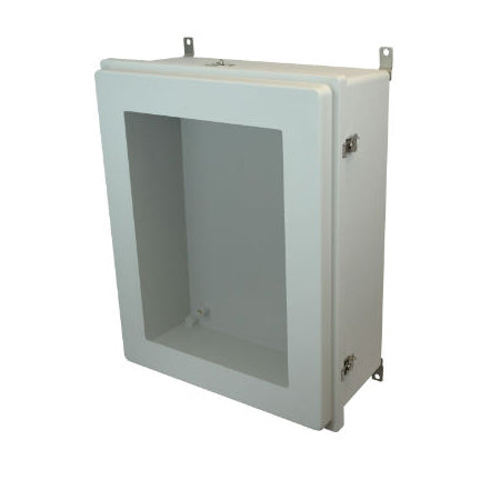 30x24x10 NEMA 4X Fiberglass Enclosure Raised Twist Latch Hinged Cover Window