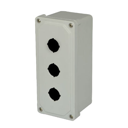 9x4x3 NEMA 4X INLINE PB Fiberglass Enclosure Lift-Off Screw Cover 3 PB Cutouts 30.5MM