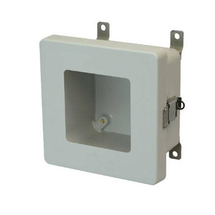 6x6x4 NEMA 4X Fiberglass Enclosure Quick-Release Latch Hinged Cover Window