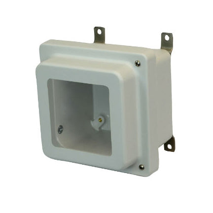 6x6x4 NEMA 4X Fiberglass Enclosure Raised Hinged Screw Cover Window