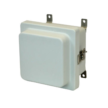 6x6x4 NEMA 4X Fiberglass Enclosure Raised Twist Latch Hinged Cover