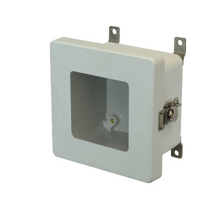 6x6x4 NEMA 4X Fiberglass Enclosure Twist Latch Hinged Cover Window