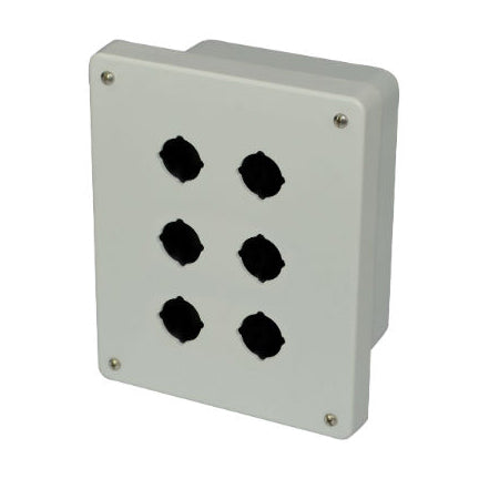 8x6x4 NEMA 4X Fiberglass Enclosure Lift-Off Screw Cover 6 PB Cutouts 30.5MM