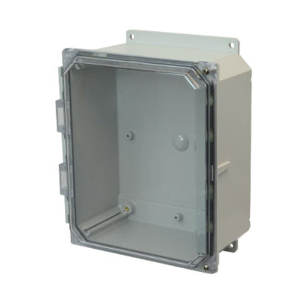 10x8x4 NEMA 4X Polycarbonate ENCL CLEAR Hinged Screw Cover FLANGE MOUNT