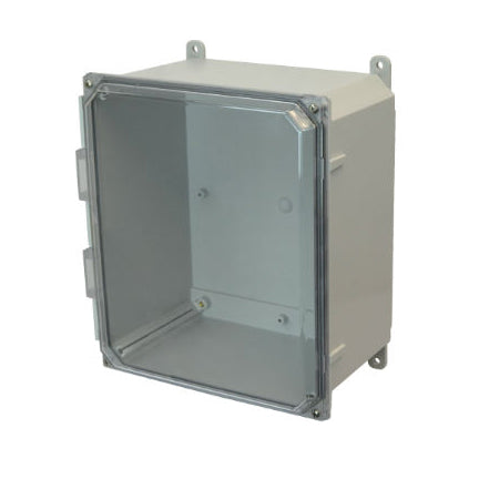 14x12x6 NEMA 4X Polycarbonate ENCL CLEAR Lift-Off Screw Cover FOOT MOUNT