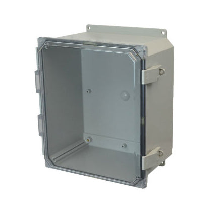 14x12x6 NEMA 4X Polycarbonate ENCL NONMETAL Latch CLEAR Hinged Cover FLANGE MOUNT