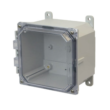 6x6x4 NEMA 4X Polycarbonate ENCL CLEAR Lift-Off Screw Cover FOOT MOUNT