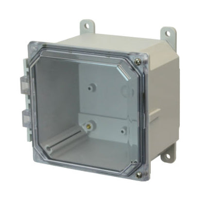 6x6x4 NEMA 4X Polycarbonate ENCL CLEAR Hinged Screw Cover FOOT MOUNT