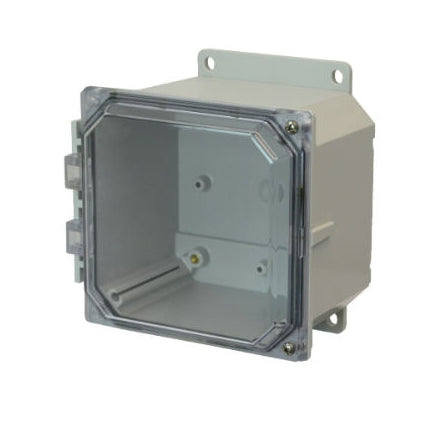 6x6x4 NEMA 4X Polycarbonate ENCL CLEAR Hinged Screw Cover FLANGE MOUNT