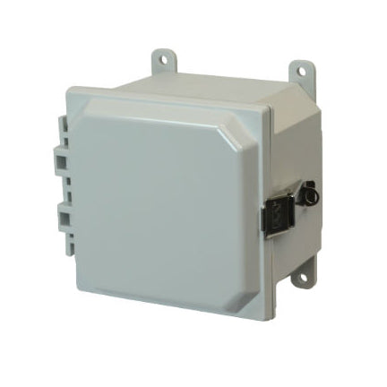 6x6x4 NEMA 4X Polycarbonate ENCL Quick-Release Latch Hinged Cover FOOT MOUNT