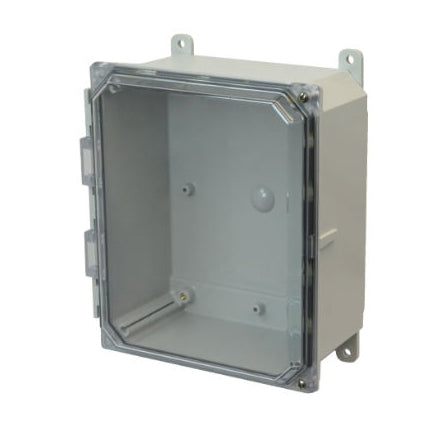 8x6x4 NEMA 4X Polycarbonate ENCL CLEAR Hinged Screw Cover FOOT MOUNT