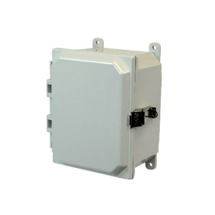 8x6x4 NEMA 4X Polycarbonate ENCL Quick-Release Latch Hinged Cover FOOT MOUNT