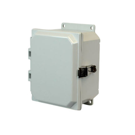 8x6x4 NEMA 4X Polycarbonate ENCL Quick-Release Latch Hinged Cover FLANGE MOUNT