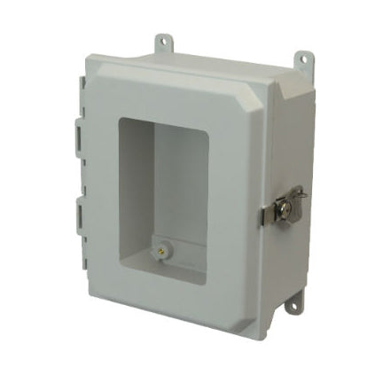 10x8x4 NEMA 4X Fiberglass Enclosure Twist Latch Hinged Cover Window FOOT MOUNT