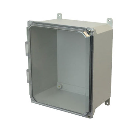 12x10x6 NEMA 4X Fiberglass Enclosure CLEAR Hinged Screw Cover FOOT MOUNT