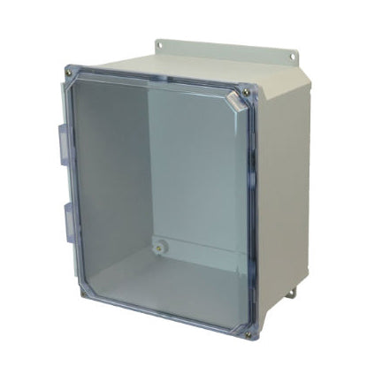 14x12x6 NEMA 4X Fiberglass Enclosure CLEAR Lift-Off Screw Cover FLANGE MOUNT