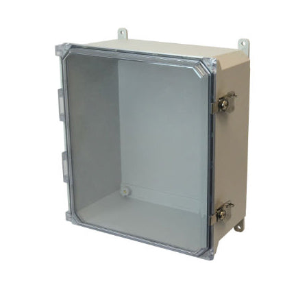 14x12x6 NEMA 4X Fiberglass Enclosure Twist Latch CLEAR Hinged Cover FOOT MOUNT