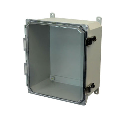 16x14x8 NEMA 4X Fiberglass Enclosure Quick-Release Latch CLEAR Hinged Cover FOOT MOUNT