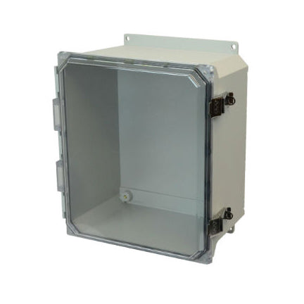 16x14x8 NEMA 4X Fiberglass Enclosure Quick-Release Latch CLEAR Hinged Cover FLANGE MOUNT