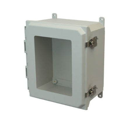 16x14x8 NEMA 4X Fiberglass Enclosure Twist Latch Hinged Cover Window FOOT MOUNT