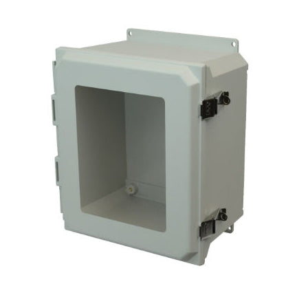 18x16x10 NEMA 4X Fiberglass Enclosure Quick-Release Latch Hinged Cover Window Flange Mount